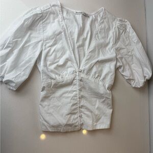 Abercrombie & Fitch White V-Neck Blouse